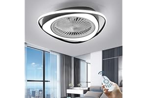 AUCF Deckenventilatorlampe Mit Beleuchtung LED-Deckenleuchte Dimmbar Fernbedienung Einstellbar 3 Windgeschwindigkeit Unsichtbare Stille Deckenlampe Modernes Schlafzimmer Wohnzimmer Esszimmer Lüfterlicht