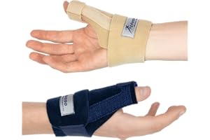 Actesso Neoprenowy stabilizator kciuka Spica - szyna pomaga złagodzić ból i kontuzje kciuka, zapalenie ścięgna nadgarstka, de Quervaina i skręcenia. Dostępne w lewo lub w prawo (lewy, beżowy)