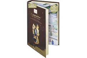 Lauensteiner adventskalender "Bok", 340 g, handgjord, mörka tryfflar och choklad, 26 blandade designer med och utan alkohol, 1-pack