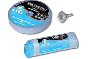 Lux Metal Kit 1 Disco Lucidatura in cotone 100 mm e 1 Pasta Abrasiva Lucidante 250 gr Per Trapano Lucidare A Specchio Alluminio Metalli Acciaio Inox Set Lucida Cromature Ottone Marmo Plastica Mola