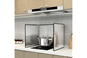 KORSIKATO Protector antisalpicaduras de cocina, plegable, de acero inoxidable, a prueba de salpicaduras, resistente al calor y al agua, duradero, fácil de limpiar (40 x 40 x 40 cm)