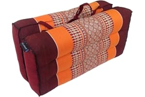 Collumino® Coussin de méditation traditionnel thaï en kapok avec poignée de transport