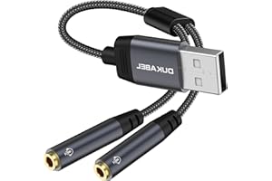 ‎DUKABEL DuKabel Externe USB Soundkarte 0.3 Meter USB auf 2 TRRS 3.5mm Buchsen (Audio+Mic) Headset Splitter Stereo Audio Y Adapter Kabel geeignet für PC, PS4, PS5, Laptop, Lautsprecher, Kopfhörer - Top Series