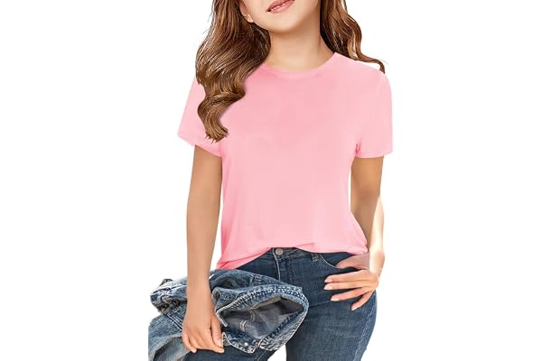 Haloumoning T-shirt, flickor, sommar, kortärmade toppar, barn, t-shirts, enfärgad, ledig, sport, rund hals, t-toppar