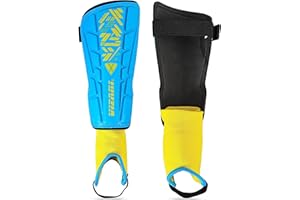 Vizari Malaga Football Shin Pads - Adults & Kids Shin Pads With Superior Ankle Support - Non-Slip Adjustable Straps Shin Pads For Men and Women