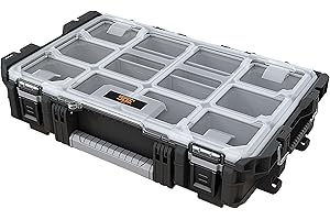 Keter ROC Pro Gear Heay Duty Organiser, 25 Year Warranty, Removable Bins, Stackable, Lightweight, Durable, IP54 Water Resistant, Black