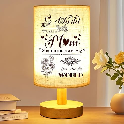 Linkax Mothers Day Gifts for Mum Nan, Mum Birthday Gifts from Son Daughter Kids, Table Lamp Bedside Lamp with Fabric Shade, Thank You Presents for Mom Mummy Nana Nanny Grandma Sister Mam