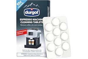 Durgol Espresso Machine and Coffee Maker Cleaning Tablets, Compatible with all Coffee Machines10 count, White