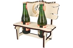 WORTGEFECHTE XXL Echtholz Bierbank mit Gravur Jahreszahl 40|Holzbank für 2 Bierflaschen|Hochzeitsgeschenk für Brautpaar|Geschenke Paare|Geschenk für Pärchen|Geburtstag|Jubiläum|Proseccobank (Bierbank 40)