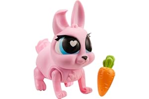 Jiggly Pets by Eolo JP014 Jiggly Pets Pixie The Rabbit with Jumping Movement inbuilt Sounds and Music Electronic and Interative Animal Carrot Toy for Feeding,Pink,Medium