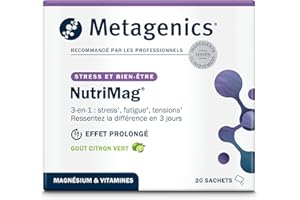Metagenics NutriMag - Triple Action en poudre - Stress, Fatigue, Tensions - Magnésium, Vitamine D & B6, Folate - 20 sachets - 20 Jours