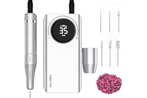 Delanie 35000 RPM Portable Nail Drill for Acrylic Nails Gel Nails, Rechargeable E File Nail Drill for Manicure and Pedicure-Silver