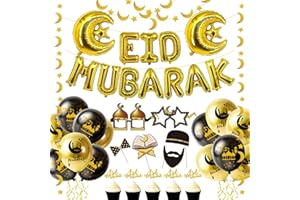 iZoeL Decoration Aid Moubarak 2024 Eid Mubarak Decoration Ballon Aid Moubarak Banderole Eid Guirlande Eid Mubarak Décor Gâteau Photobooth Aid - Décor Eid pour Jardin Maison Restaurant
