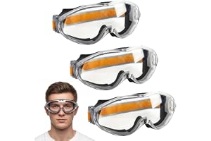3-pack skyddsglasögon med anti-imma, dammskydd, glasögonvänlig design, repbeständigt – för laboratorium, verkstad och byggpla