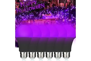 LIAISIMI 9W UV Black Light Bulbs,Purple Lighting,E27 Black Night Light Bulb 395nm Black Light for Body Paint, Children's Birthday, Halloween, Party, Disco Club for Clubs, Parties (6, black)