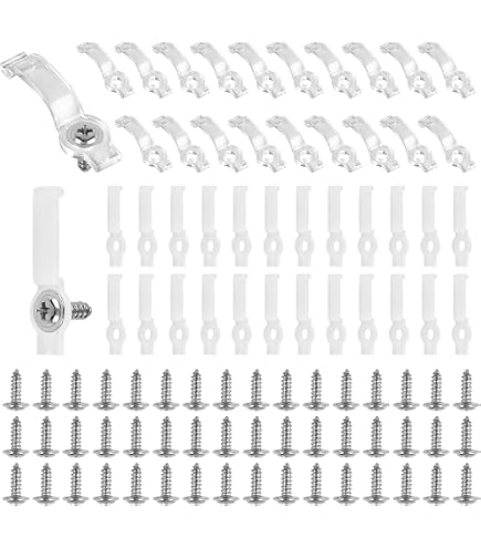 20 Clip Trasparenti Per Strisce LED Da 10 Mm – Con Adesivo E Viti, Per IP30/IP65, Montaggio A Doppio Fissaggio