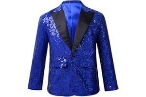 inhzoy Giacca Paillettes Bambino Abito da Cerimonia Sera Party Giacca Elegante Brillantini Blazer Cappotto Abito da Batessimo Festa Party Slim Fit Smoking Waistcoat