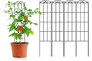 ARIFARO 95cm/37.5" Metal Garden Trellis for Climbing Plants,(Pack of 4) Indoor/Outdoor Sturdy Plant Trellis for Potted Plants, Climbing Vines, Black