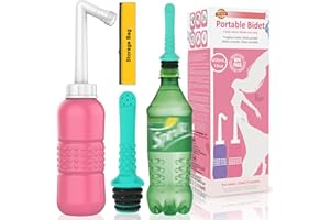 TONELIFE Lot de 2 bidets de voyage portables avec sac de rangement vert, pour camping, soins post-partum, avec bouton étanche