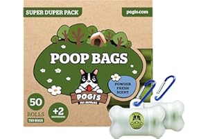 POGI'S PET SUPPLIES Pogi’s Dog Poo Bags – 750 Bags (50 Rolls) with 2 Dispensers – Biodegradable, Leak-Proof, Extra Strong