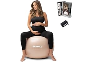 BABYGO® Birthing Ball For Pregnancy Maternity Labour & Yoga + Our 100 Page Pregnancy Book, Exercise, Birth & Recovery Plan, Anti-Burst Eco Friendly Material