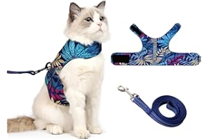 HIPET Cat Harness and Leash for Walking Escape Proof Air Mesh Fabric Outdoor Walking Vest with Reflective Strips for Cute Cats and Small Dogs (Blue, XL)