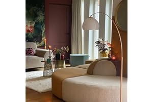 QAZQA Moderno Lámpara de arco moderna cobre pantalla blanca - ARC Basic Plástico/Acero Redonda/Alargada Adecuado para LED Max. 1 x 20 Watt