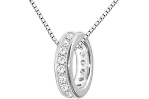 CLEVER SCHMUCK Taufkettchen Kleiner Taufring 10 mm viele Zirkonias weiß ringsum & Kette Panzer 36 cm Sterling Silber 925 rhodiniert Taufgeschenk für Kinder