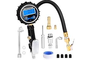 SWAWIS Reifendruck-Manometer und Reifenfüller, 200 PSI, digital, Luftpumpe, für Autoreifen, hohe Präzision für Auto, Motorrad, Fahrräder