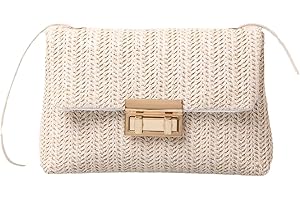 Fokroin Damen Strandtasche - Häkeltasche Stroh, Beige Sommer Clutch für Hochzeitsfeier, Reisen und Urlaub
