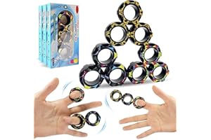 AMYANG 9Pcs Fidget toys pack - Stress Relief Magnetic Rings for Man Woman Teens Kids Boys Girls Anxiety, Funny Christmas Stocking Stuffers Gifts Party Favors (C)