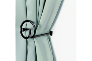 ELIFEL Chimei - 2 fermatenda neri, piccoli ganci da parete, fermatende decorativi per tende, con viti, per esterni, camera da letto, soggiorno, ufficio