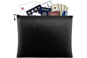 Greyoe Pochette Ignifuge B4 Sac Ignifuge, Pochette Etanche Documents, Silicone de Fibre de Verre pour Passeports, Documents Bancaires, Argent, Objets de Valeur (24 x 34 cm) Noir