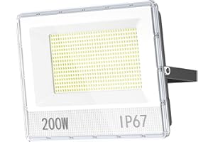 YIQIBRO 200W Outside Security Light 1 Pack - 20000LM Outdoor Lights Mains Powered IP67 Waterproof, 7000K LED Floodlight for Garden/Yard/Patio