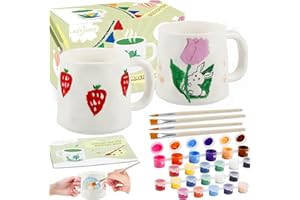 LADYSONS Set di Pittura in Ceramica, Kit per Personalizzare Tazze per Adulti Kit per Ceramica da Decorare Include Tazze, Colori, Pennelli e la Guida Rapida, regalo personalizzato per tutti