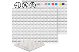 Arrowzoom 96 Polyurethane Pyramide Panneaux Mousse Acoustiques 25x25x5cm Correction Phonique anti bruit Retardateur flamme studio d'enregistrement absorbant acoustique Podcasting 1034 PERLE BLANCHE
