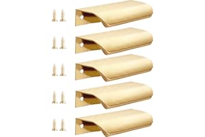 Malimali 5 Pack Dark Gold Kitchen Cupboard Handles Finger Edge Pulls for Cabinets and Drawers, 80mm Aluminum Modern Wardrobe Door Bathroom Cabinet Handles, Brushed Dark Gold