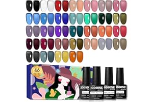 JODSONE Jelly Gel Nail Polish Kit 32 Classic Colors Crystal Transparent High Shine Base & Top Matte Glitter Coat