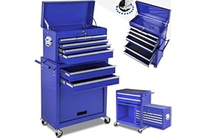 Tectake 402804 Carrello dell'armadio di utensile Carrello carrello con ruote, rimovibile, custodia mobile, blu