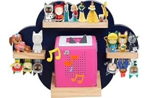 CONAMILY Cloud Tonie Shelf Magnetic,Blue Toines Box Shelf for 12-20 Tonie Character Storage Wooden Wall Mounted Floating Shelves