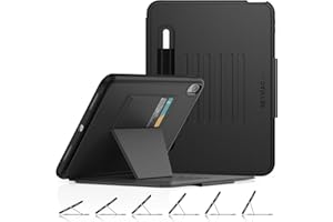 SEYMAC stock Funda para iPad (A16) 11.ª/10.ª Generación 11/10,9 Pulgadas 2025/2022, Carcasa Protectora con [Soporte Multiángulo] Portalápiz, Estuche de Activación/Reposo Automático, Negro