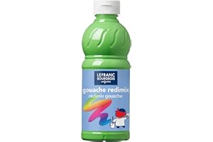 ‎LEFRANC BOURGEOIS Lefranc Bourgeois 188013 flüssige Tempera Redimix Farbe, leuchtende Gouachefarbe auf Wasserbasis, hohe Deckkraft, hervorragenden Maleigenschaften, gebrauchsfertig, 500ml Flasche - Hellgrün