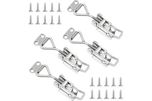 MISIQIMA 4 Pièces Loquet a Bascule Acier Inoxydable, Loquets à Bascule Réglables, Fermeture Remorque avec Trou de Serrure, Sauterelle de Serrage pour Portes de Placard et Caisses