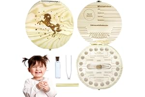KOIROI Zahndose Milchzähne, Zahndose Holz, Zahnbox Holz Milchzähne Box mit Pinzette&Wunschflasche, Zahnbox für Milchzähne Junge und Mädchen, Milchzahndose Holz, Erinnerungsbox Baby Geschenke zur Geburt