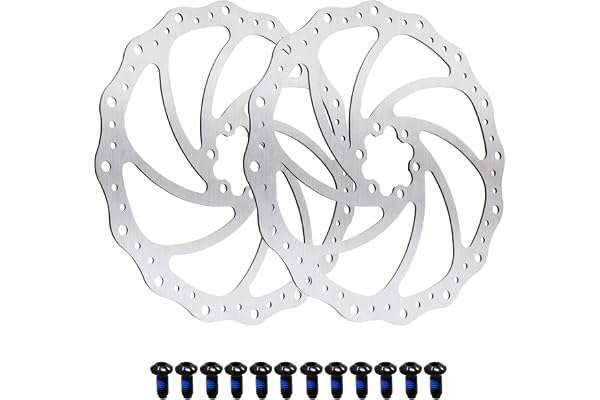 Jane Eyre Disque de Frein pour Freins 6 Trous,140mm/160mm /180mm/203mm Disque de Frein Rotors 2 PCS en Acier Inoxydable Vélo Frein À Disque Center Lock Rotor avec 12 Boulons (Argent 140mm)