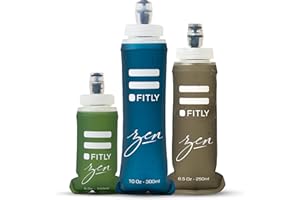 FITLY Soft Flask 3 Pack - 5 oz (150 ml), 8.5oz (250ml), & 13.5oz (400ml) - Shrink As You Drink Soft Water Bottle for Hydration Pack - Folding Water Bottle for Running & Hiking