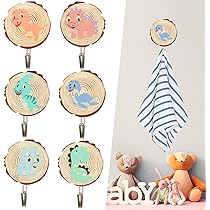 6 Ganci Autoadesivi A Forma Di Dinosauro Per Bambini - Senza Foratura, Portata 2.5kg, Per Pareti Lisce