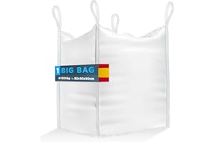 BIBODU Sacos Big Bag 1000kg (1 UNIDAD) | Sacos para Escombros 90x90x90 cm | Big Bags Resistentes & Reutilizables | Sacas 1000kg perfectas para Obra, Jardin, Arena, Residuos y Madera
