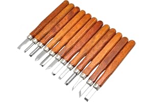 ELE ELEOPTION Lot de 12 outils de sculpture en bois sculptés à la main, pour la sculpture, travaux sur cire, poterie et bois. Boîte pour débutants avec boîte d'emballage réutilisable.