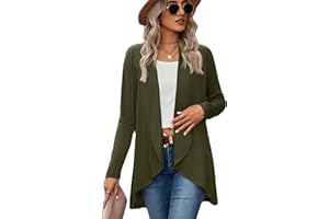 Famulily Cardigans for Women UK, Long Sleeve Open Front Cardigans Casual Solid Color Waterfall Cardigans Size 8-16